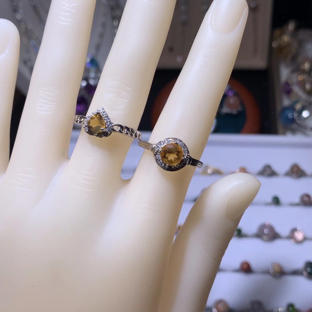 水晶戒指银S925镶嵌洛*i戒指