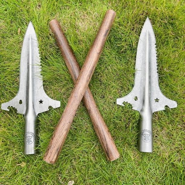 （金标）户外多功能加厚锰钢带锯齿矛头三角尖头铲野营家用工具