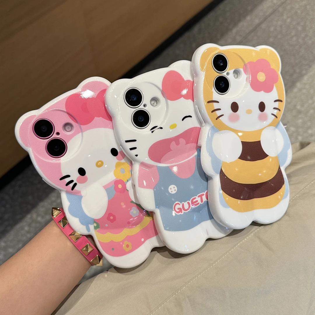 雅天立可爱凯蒂猫小熊壳适用苹果16手机壳iPhone13promax女15软14