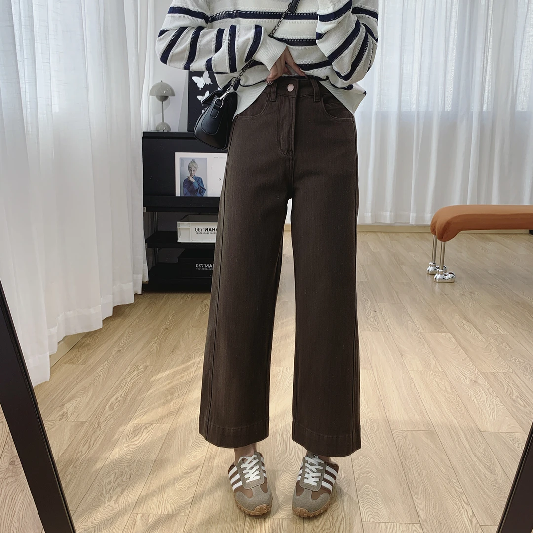 小个子天菜！~美拉德咖色直筒裤2025秋季新款梨形显瘦宽松奶奶裤
