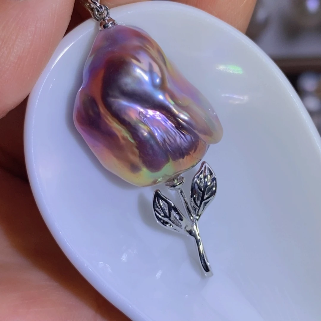 银S925镶嵌珍珠淡水珍珠