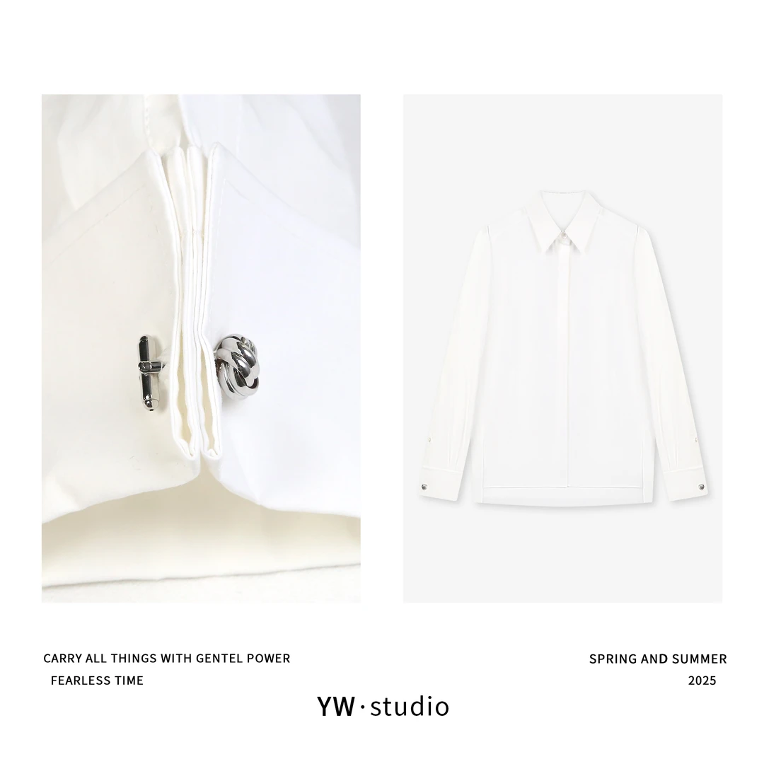 YUWEI/定制 高智感告白小姐Polo领+100%棉衬衫 CYP25065