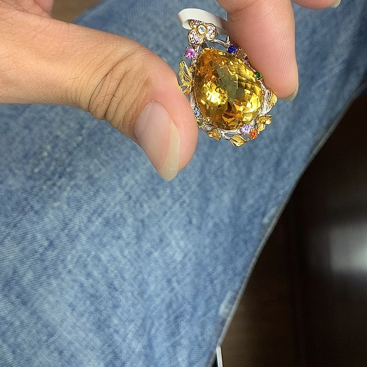 水晶银S925镀金镶嵌吊坠(不含链)