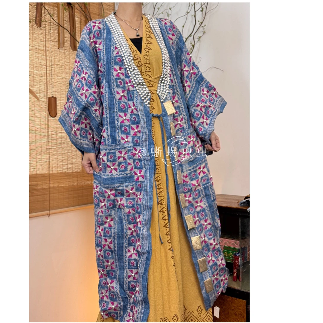 设计重工手工蜡染han麻古布刺绣外套