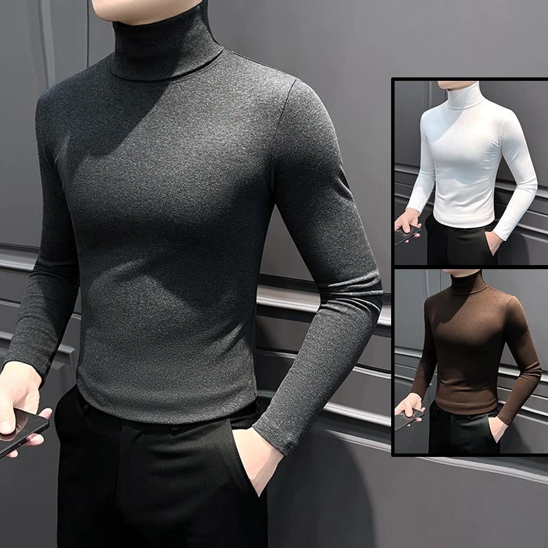 男士高领打底衫春秋高级感痞帅2025新款保暖修身内搭长袖t恤男款