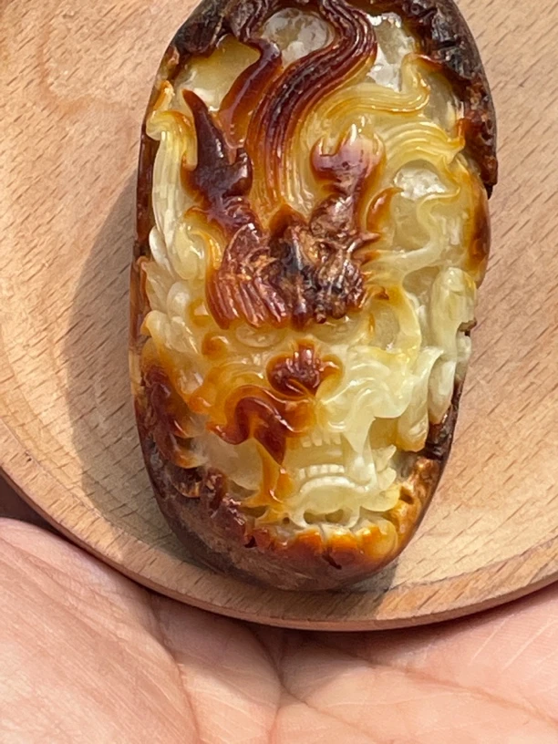 文玩蜜蜡吊坠龙手把件祥龙献瑞53.5g71.5/37.9/31.7mm