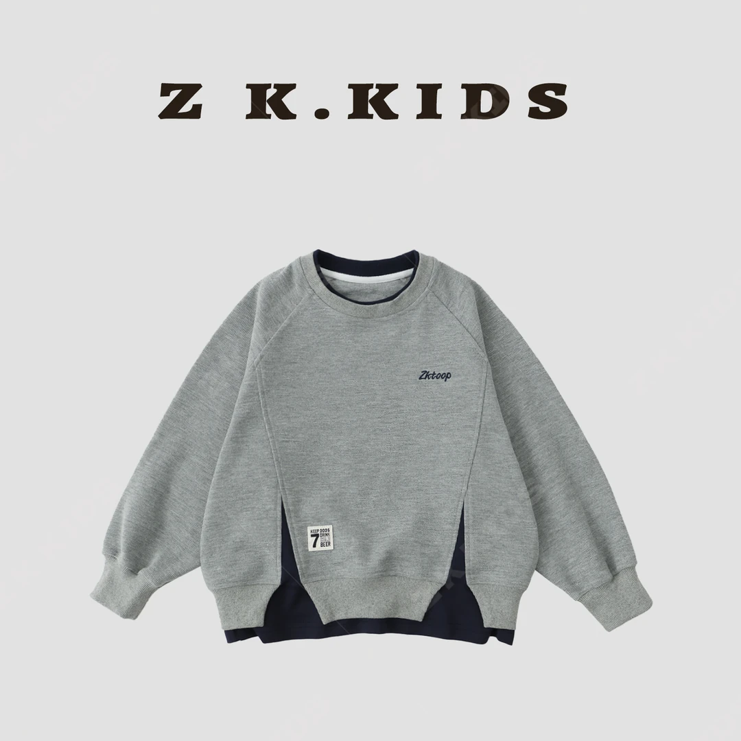 【Z＆K】春秋季中大童T恤百搭印花长袖卫衣 ZK-2201092