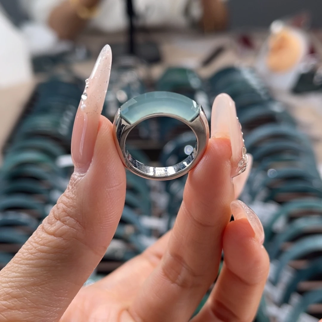 翡翠未镶嵌手镯戒指14