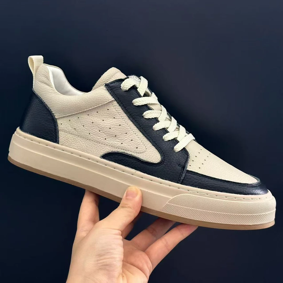 透气休闲板鞋潮流男士休闲皮鞋商务系带低帮鞋子