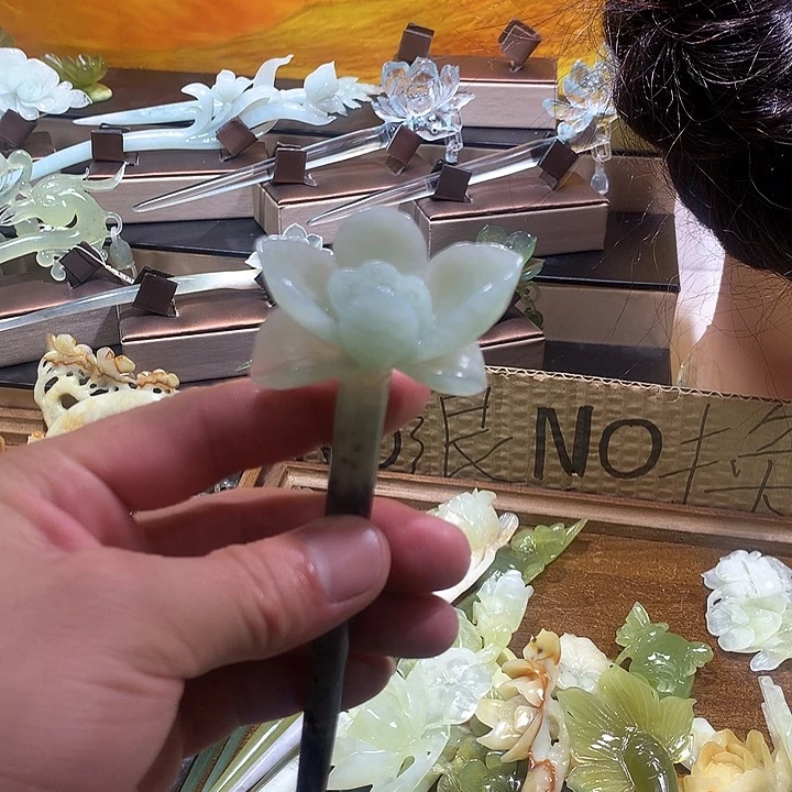 合金蛇纹石玉发饰