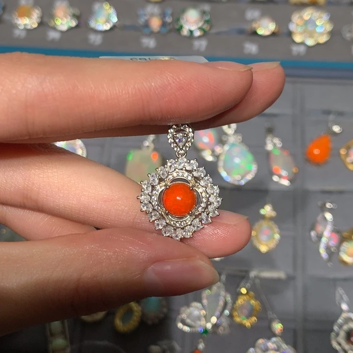 欧泊银S925镶嵌吊坠