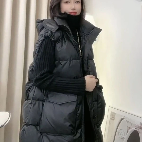 POLO领羽绒棉服马甲女秋冬新款韩版宽松黑色显瘦马夹外穿背心中长