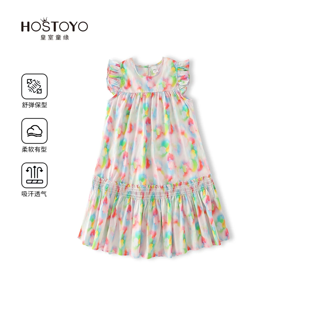 【皇室童缘】2025夏季新款女童扎扎染棉布连衣裙17680470020