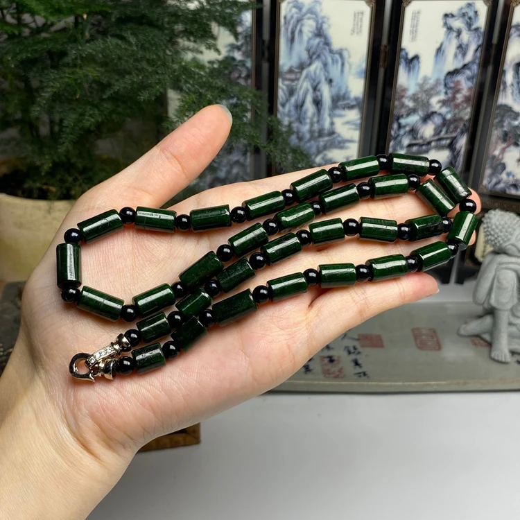 老料满绿辣色路路通项链手链 天然翡翠A货