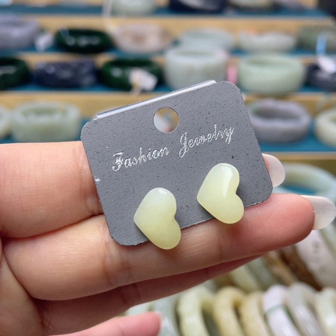 银S925镶嵌和田玉耳饰