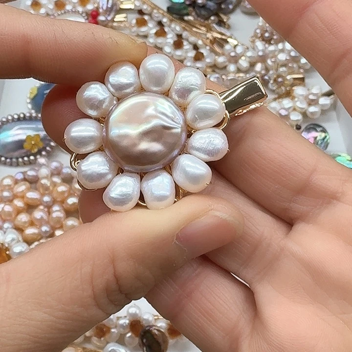 淡水珍珠发饰银S925镶嵌