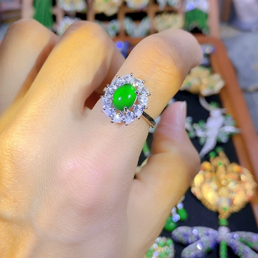 吊坠(不含链)银S925镶嵌翡翠