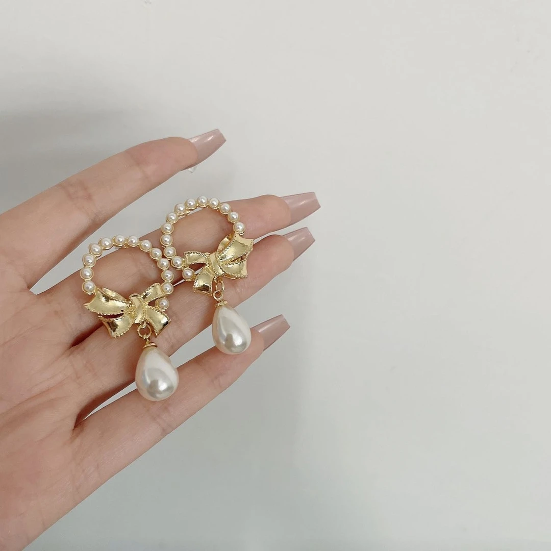 合金锆石耳饰 【925银针】2025新年款 胜利花环蝴蝶结耳环法式耳环