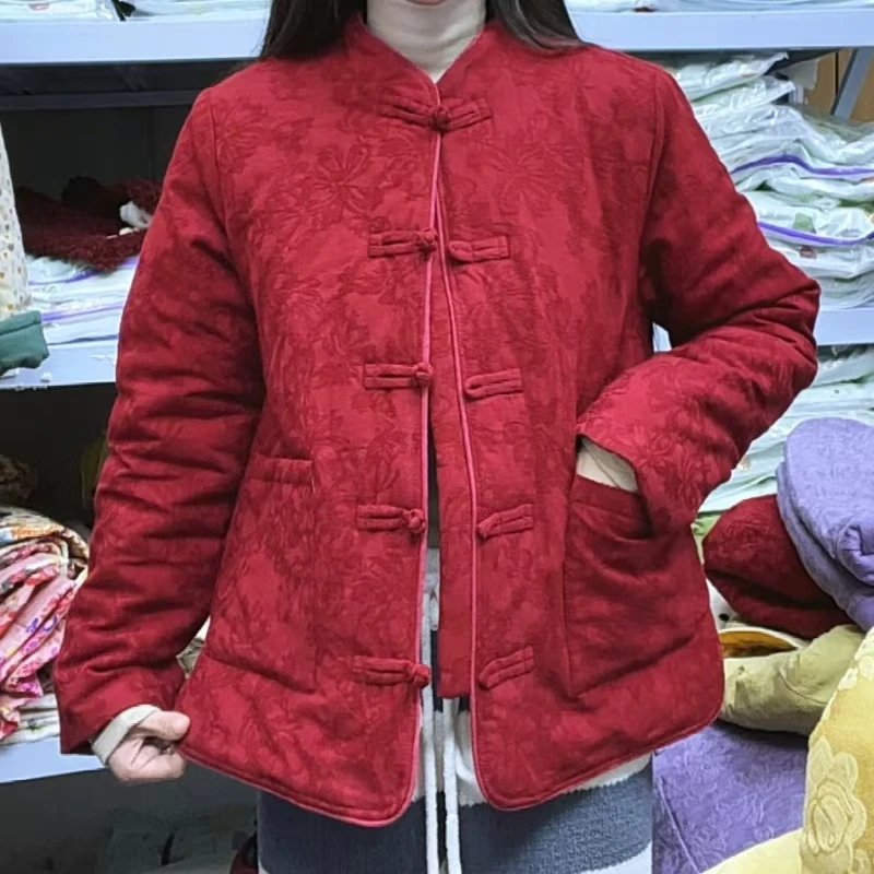 【限量高定】新中式国风拜年服复古红色盘扣棉衣显瘦保暖立领外套
