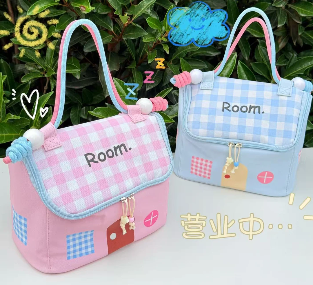 新款化妆包多巴胺小房子化妆包分区收纳便携式化妆包百搭收纳包