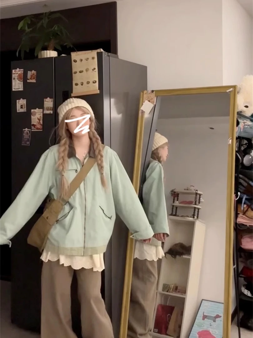 薄荷曼波工装夹克外套女早春2025新款高级感独特超好看棒球服上衣