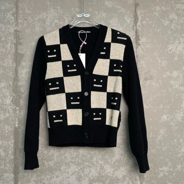 未使用 Acne studio XXS*1/Acne Studio黑色棋盘格开衫/16927/JP