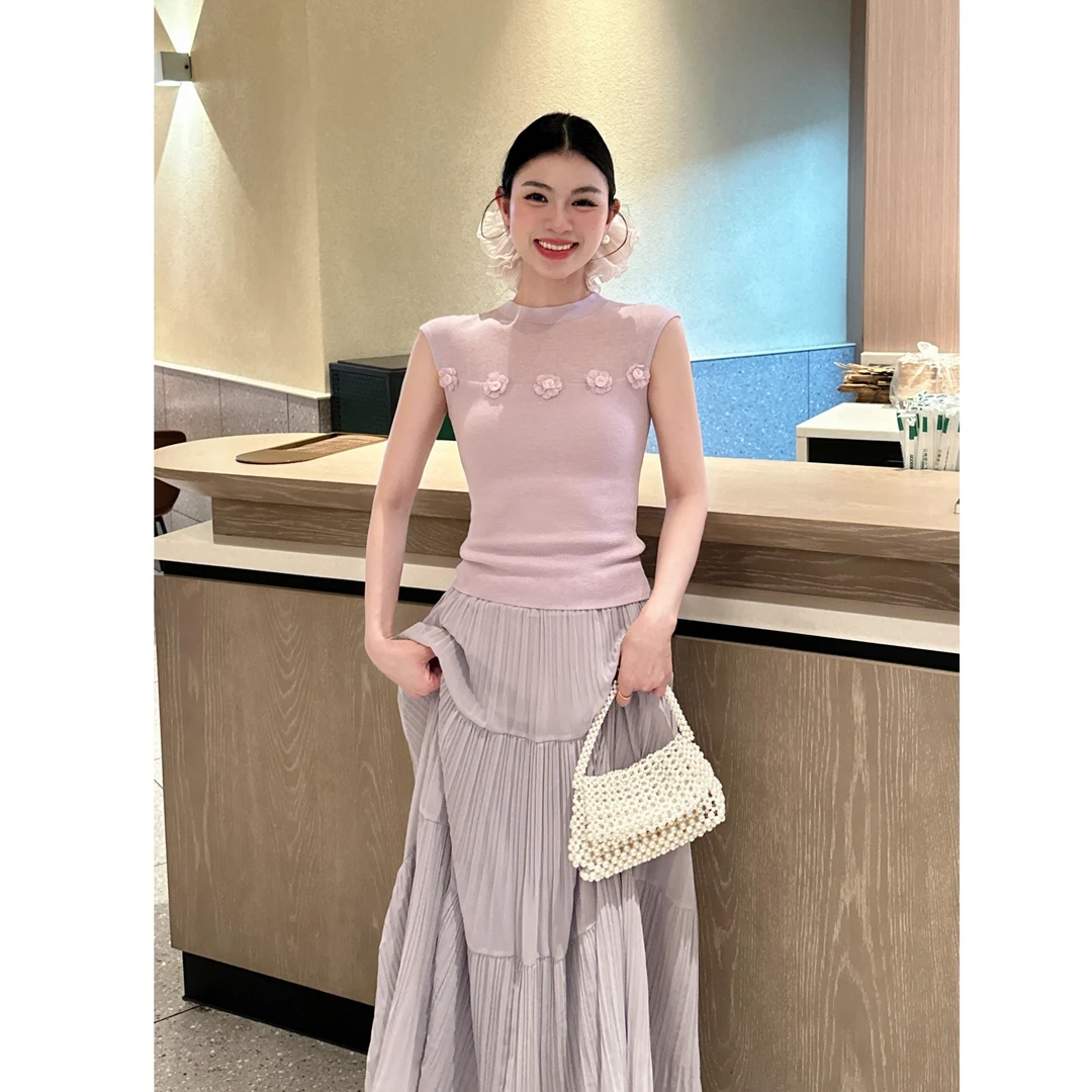 李慧一【暖阳轻语】温柔含蓄优雅夏季毛织纯欲设计感拉满冰凉上衣