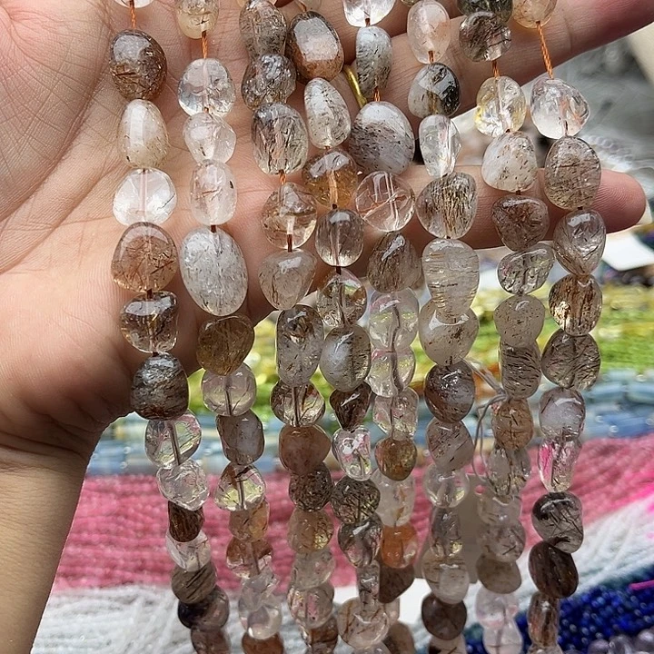 未镶嵌玛瑙/玉髓珠宝半成品一条黑晶超七随型