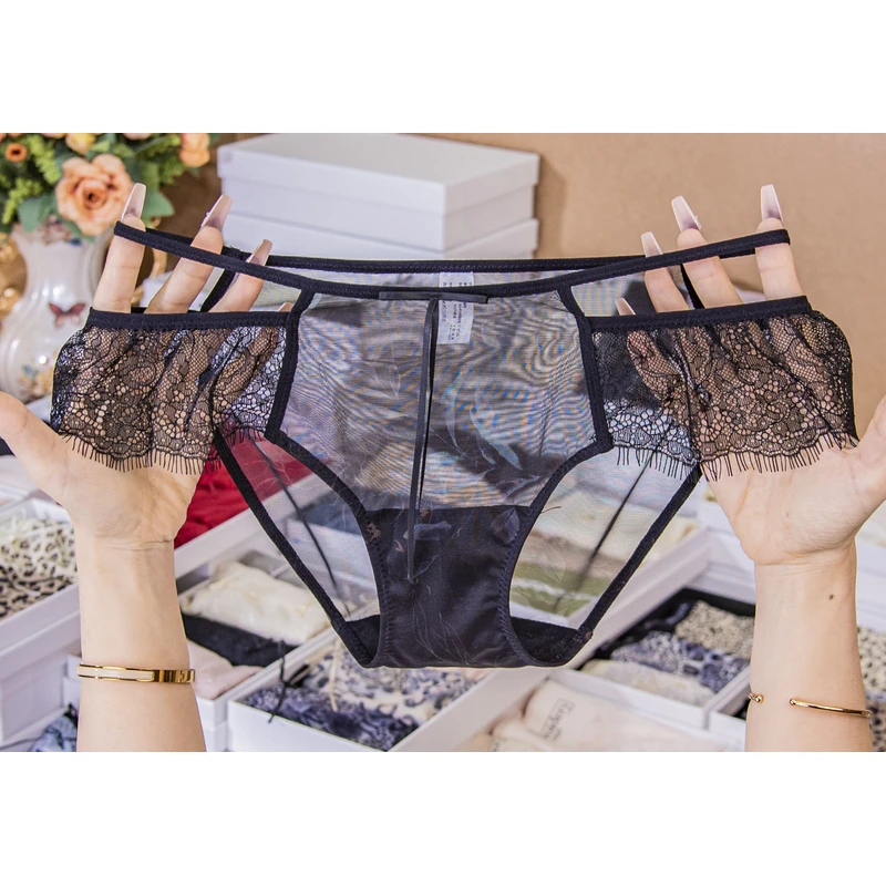 水墨江南薄款印花镂空蕾丝舒适女士性感纯欲大码透气法式诱惑