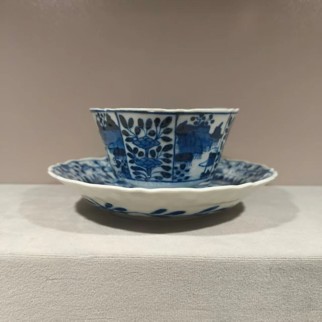 347 清 光绪 青花花卉杯碟套