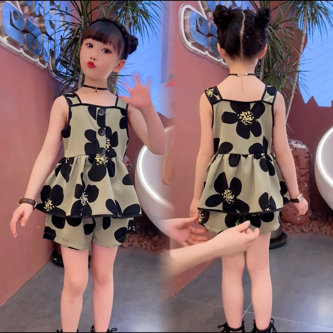 童装女童夏装时髦中大韩版女孩夏季两件小女孩洋气女童夏装中大童