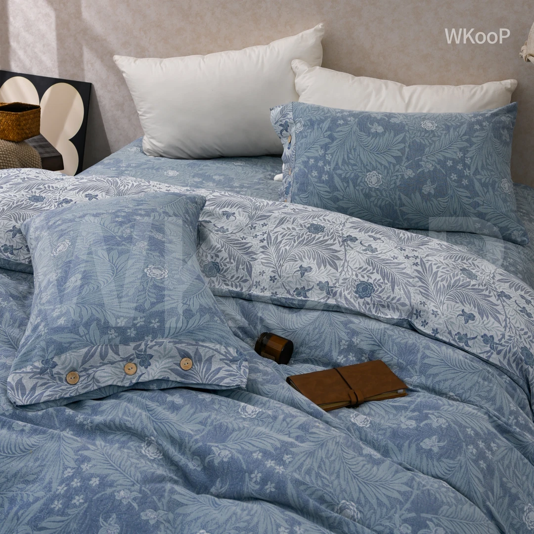 【海洋之叶-枕套】纯棉纱布提花枕套一对装（48*74cm）