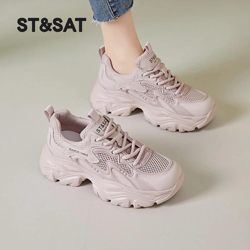 星期六显脚小老爹鞋女士2025新款秋季透气运动鞋休闲厚底小白女鞋