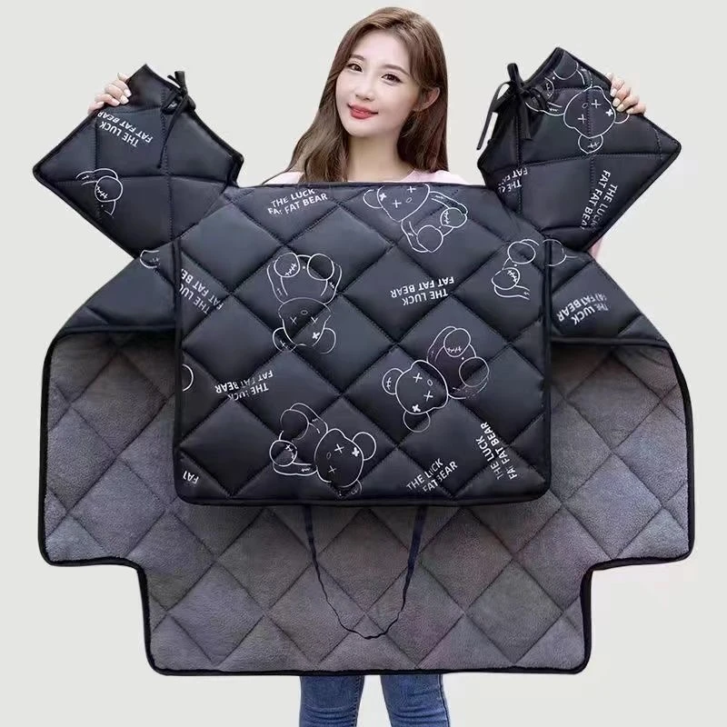 冬季电动车挡风被加绒加厚加大防寒防水挡风罩保暖电瓶车冬护膝被