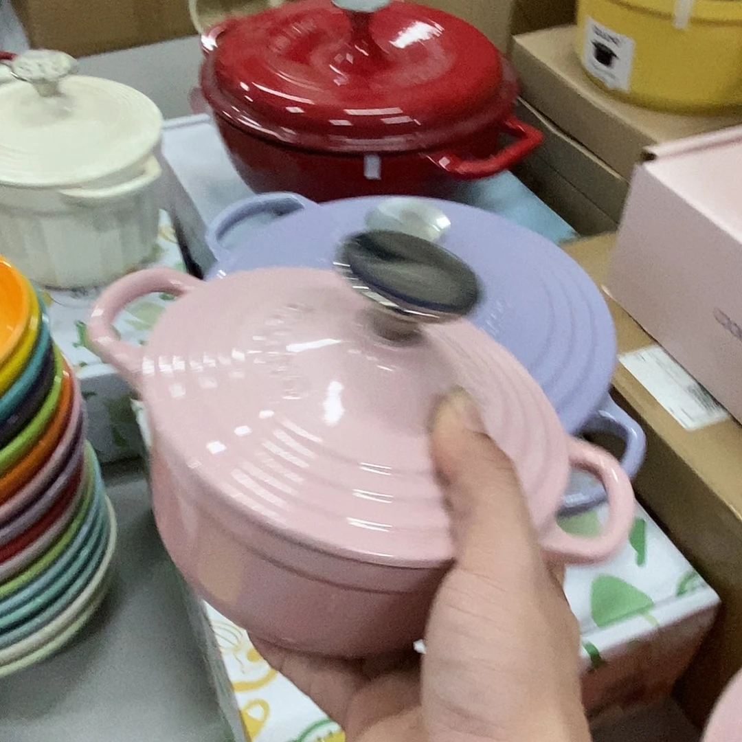 陶瓷15cm炫彩粉色小锅