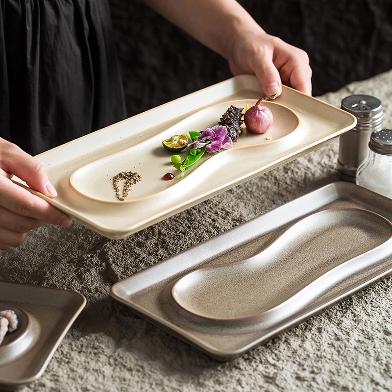 2025新款餐具特别好看的精致高级感创意中式家用的陶瓷长方形餐盘