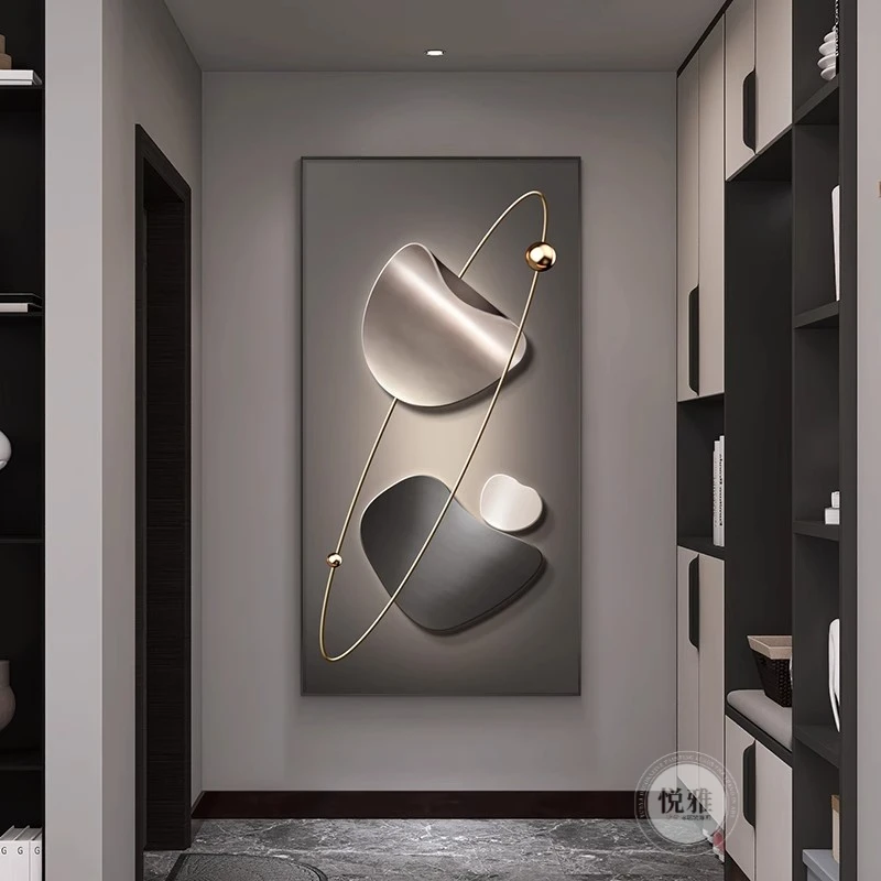 时来运转走廊挂画玄关装饰画过道进门壁画抽象轻奢现代简约高级感