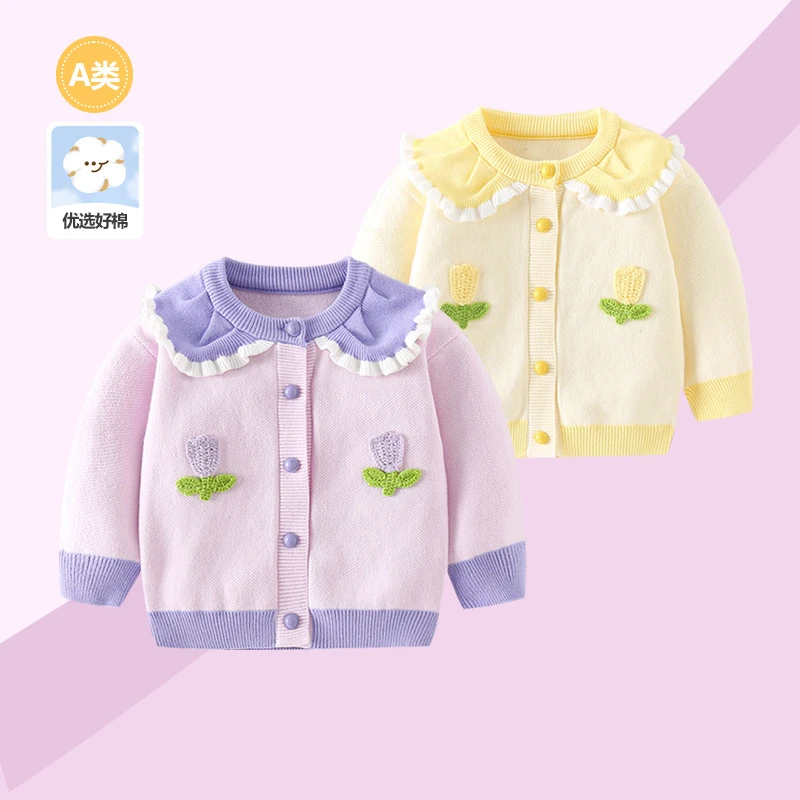 2025新款女童秋冬圆领针织衫女孩小童打底毛衣秋冬内搭婴幼儿外套