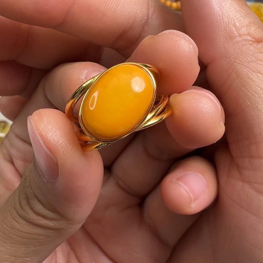 蜜蜡银S925镀金镶嵌裸石蜜蜡