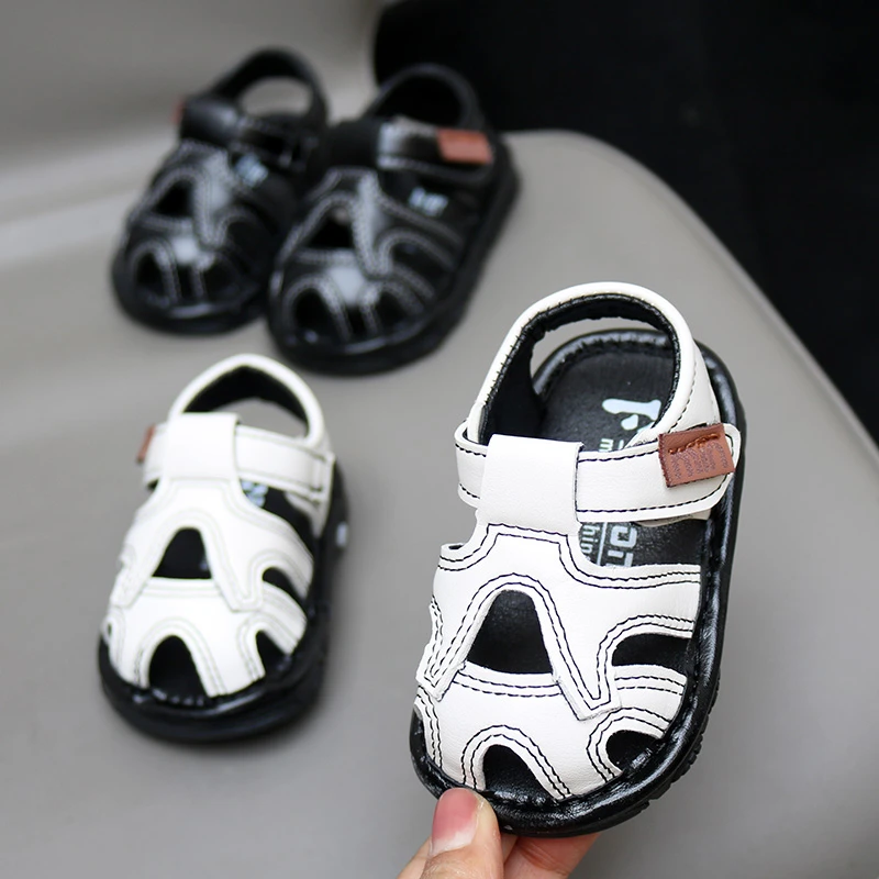 男童鞋子夏季透气镂空童包小童叫叫鞋防滑婴儿学步鞋软底凉鞋1岁