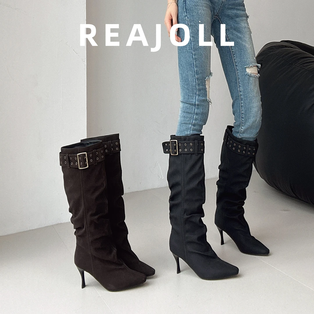 靴子女长筒靴2025秋冬新款细高跟宽版堆堆靴巨好看不过膝高筒长靴