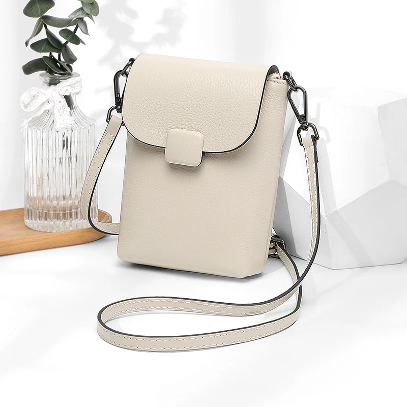 休闲真皮手机包女士新款防盗小包头层软牛皮小包包女款单肩斜挎包