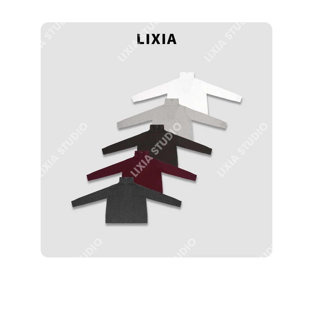 LIXIA【卢森堡】休闲简约慵懒风26支100绵羊毛高领套头毛衣-D10377