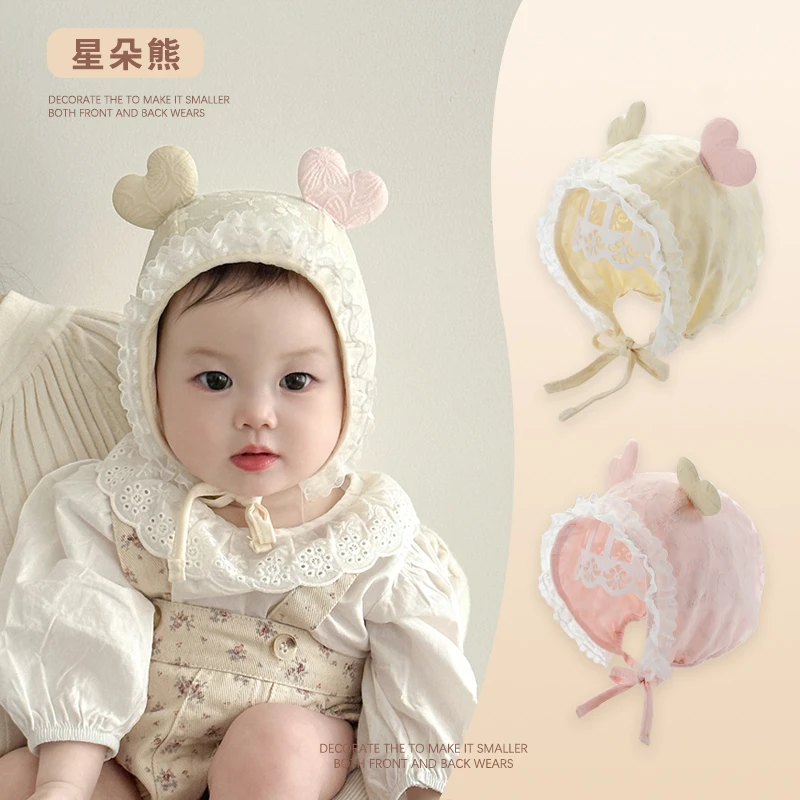 XINGDUOXIONG/星朵熊婴儿帽子夏季宝宝女渔夫帽公主风护耳帽洋气