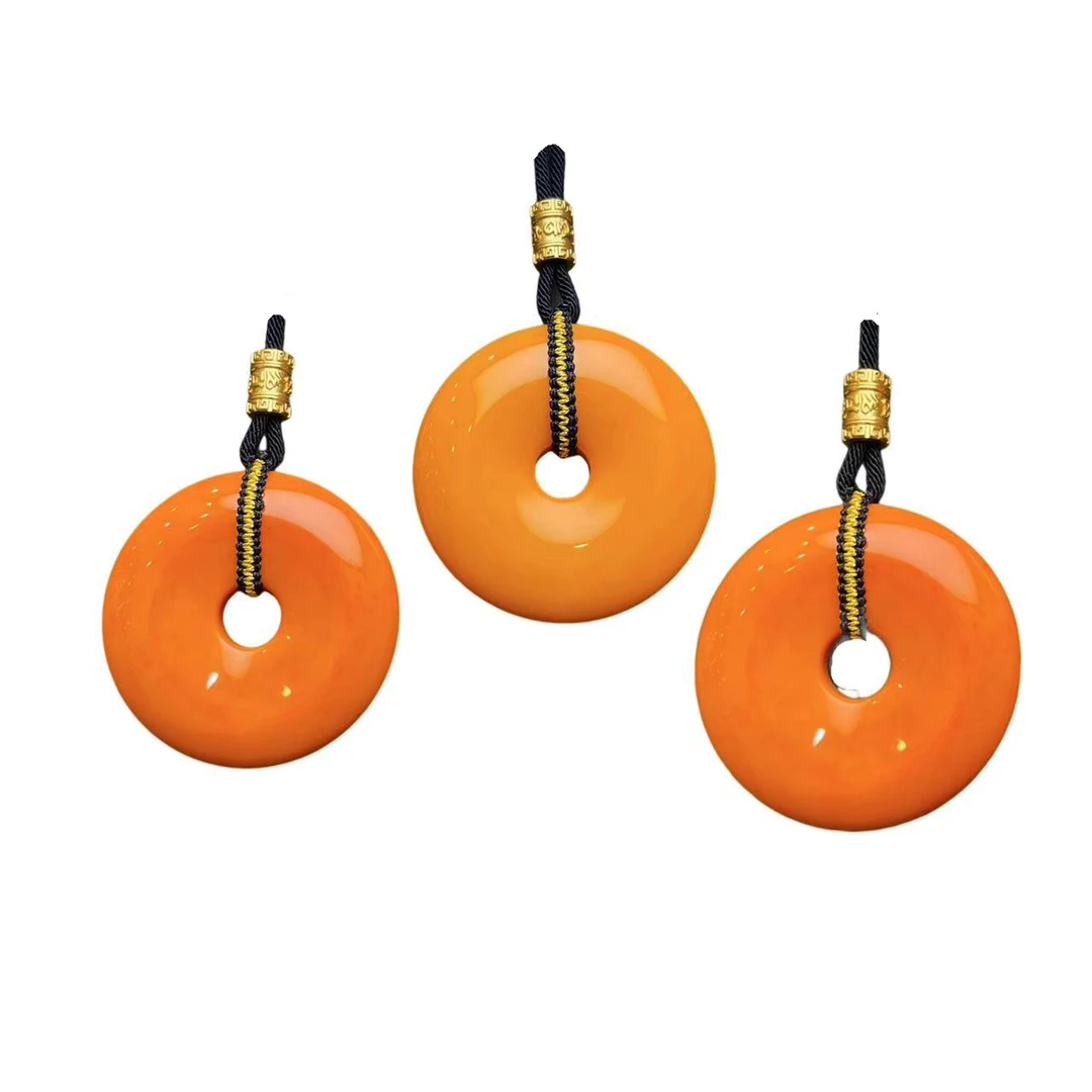 田黄玛瑙平安扣（赠绳/多样性只发一件） A28-62