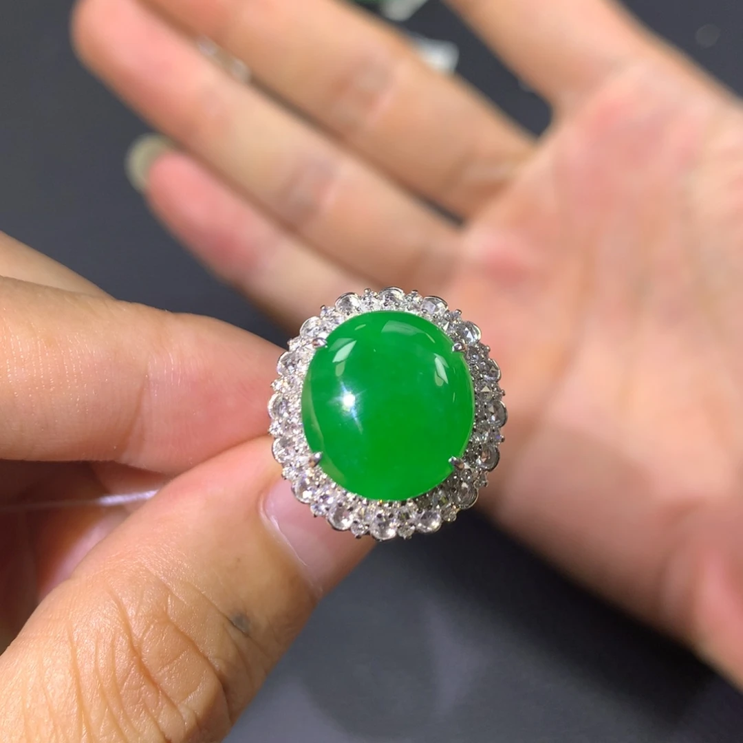 翡翠戒指18K金镶嵌两用款