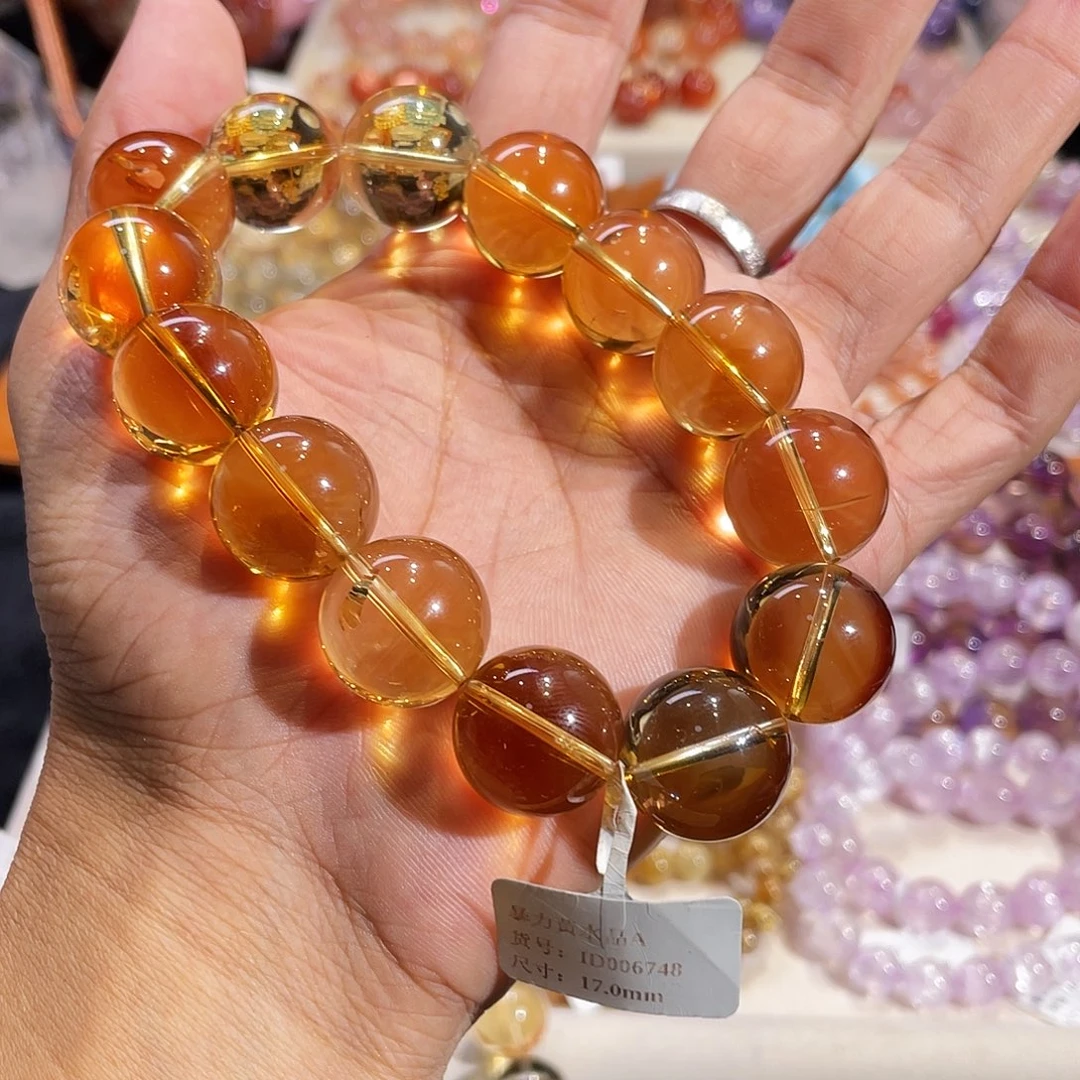 水晶手链未镶嵌暴力黄水晶17mm