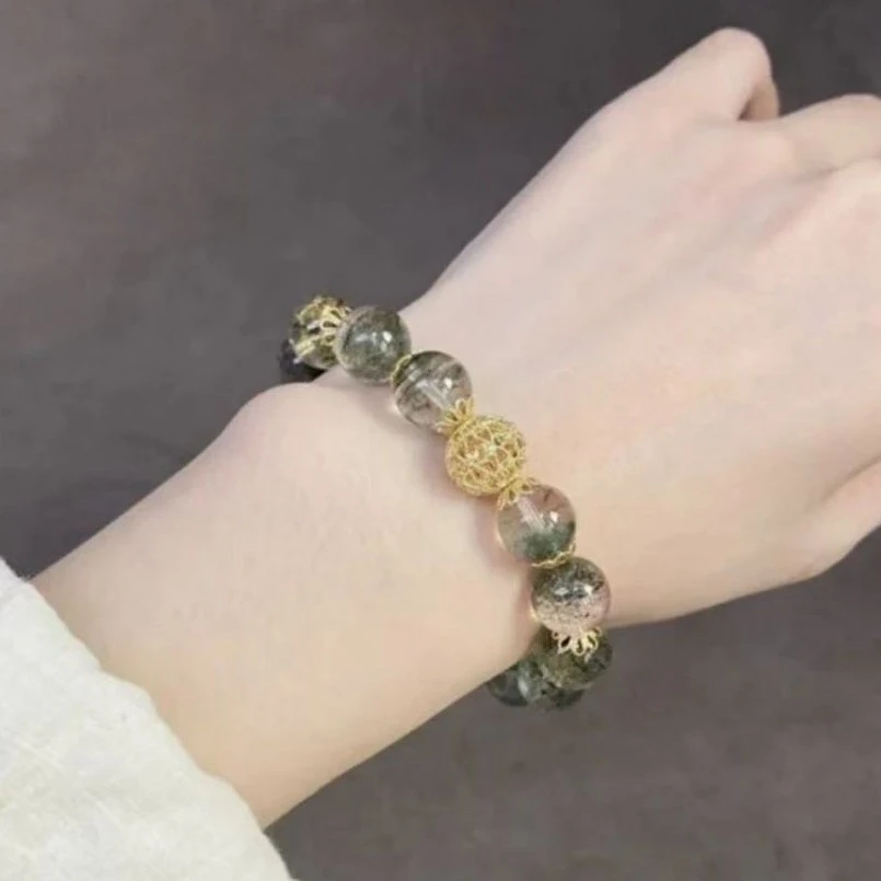 新款古风天然石绿幽灵水晶绣球手链天然石时尚简约气质闺蜜礼物女