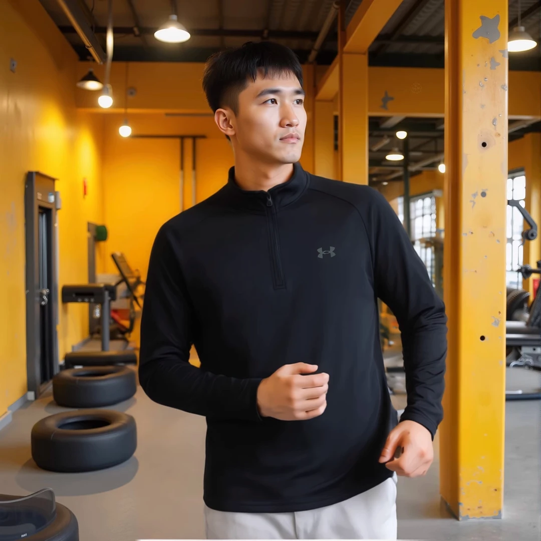 【专属】安德玛长袖男装新款休闲健身运动T恤透气跑步训练服1375435