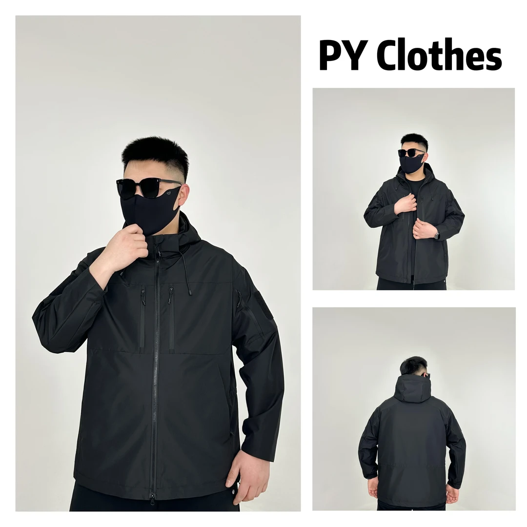 胖语大码男装 2025春季新款软壳多口袋休闲可拆卸帽外套88633#S